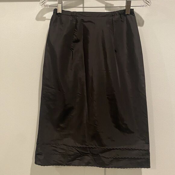 Vintage Deena Slip Skirt Small Black Scallop Detail Hem Coquette Cottagecore - Picture 1 of 10